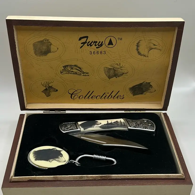 Vintage Fury Collectibles, Knife, And Medallion Set