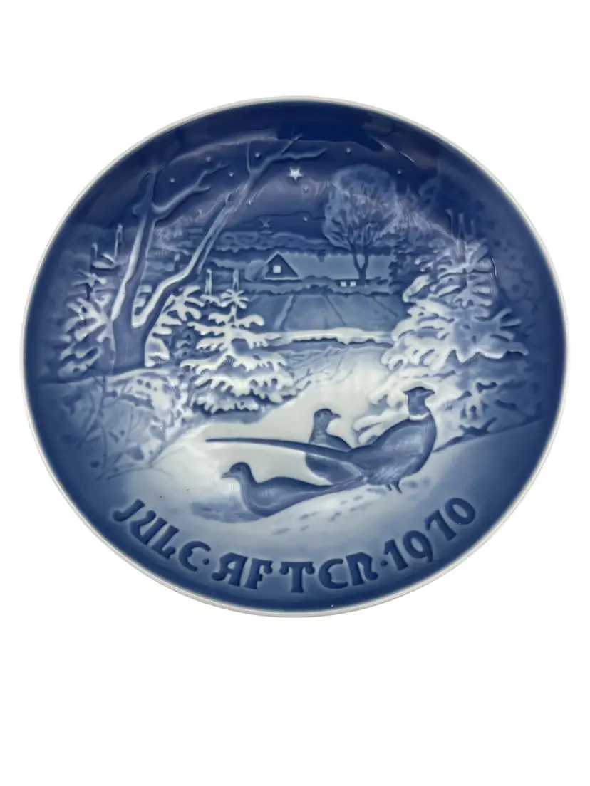 B&G Copenhagen 1970 Christmas Plate Copenhagen Christmas Denmark 7" Blue White