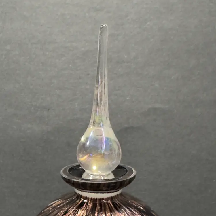 #1414 Art Glass Black Amber Gold Glitter Clear Glass Perfume Bottle With Clear Glass Iridescent Dauber Stopper