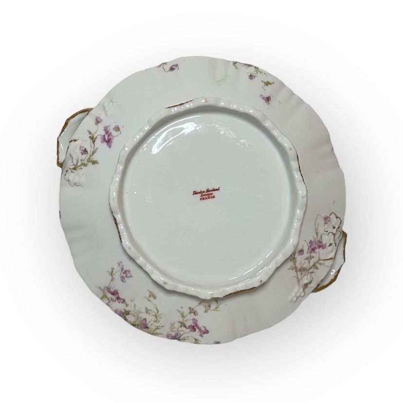 Antique Haviland Limoges Vegetable Bowl w Handles. 2.75" Tall. 8" Bowl