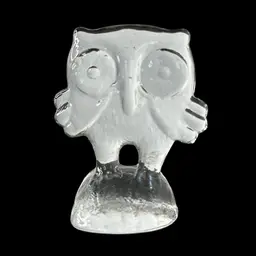 Vintage Kosta Boda Glass Owl Paperweight Swedish Art Glass Collectible