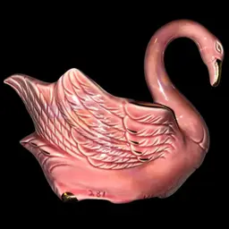 Vintage MCM Pink and Gold Swan Planter Pearlescent Luster Royal Copley USA