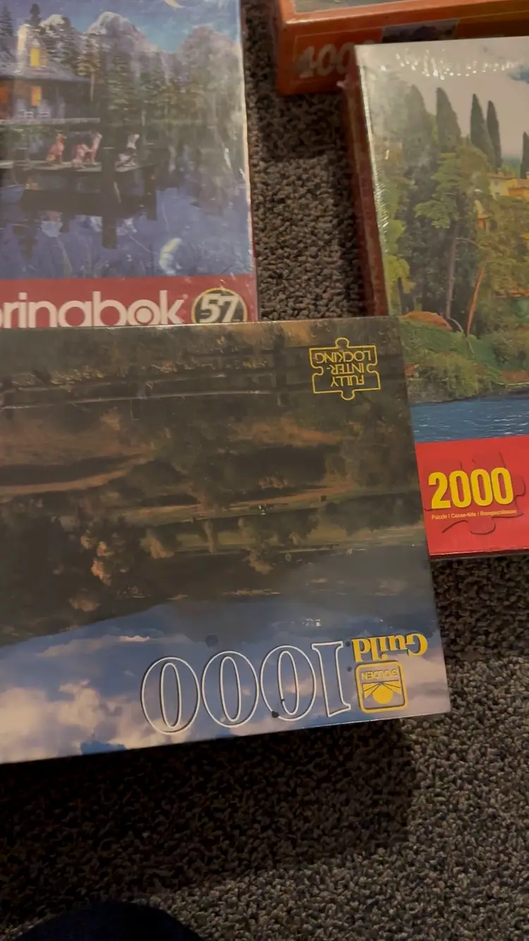 Five 1000+ Piece Puzzles Sealed One VTG