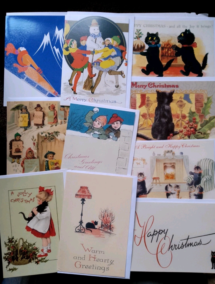 10 x Vintage Design Christmas Cards Random Pack #25