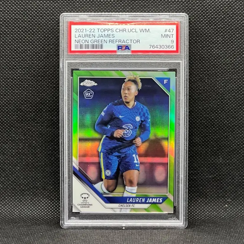 Lauren James 21/22 Topps Chrome UEFA Women Neon Green /99 PSA 9