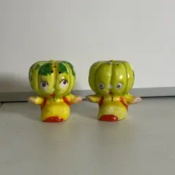 Anthropomorphic Melon Head Salt & Pepper Shakers