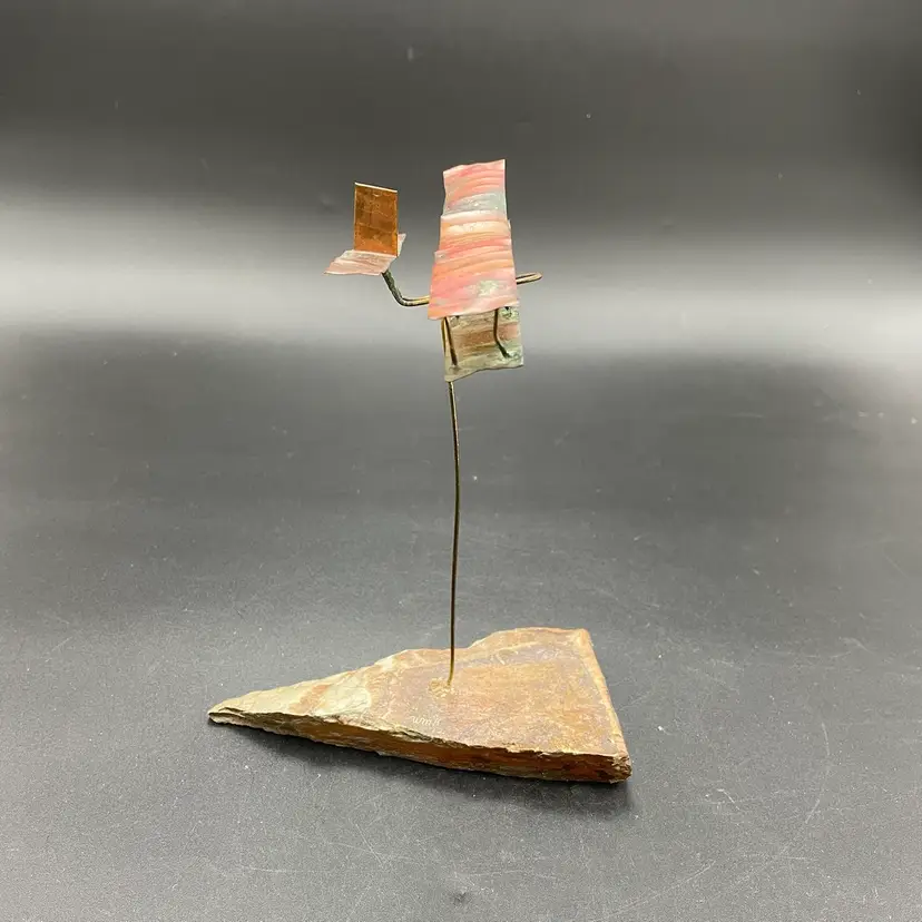 Brutalist Torch Cut Metal Bi Plane Airplane Plane Kinetic Art Sculpture Signed