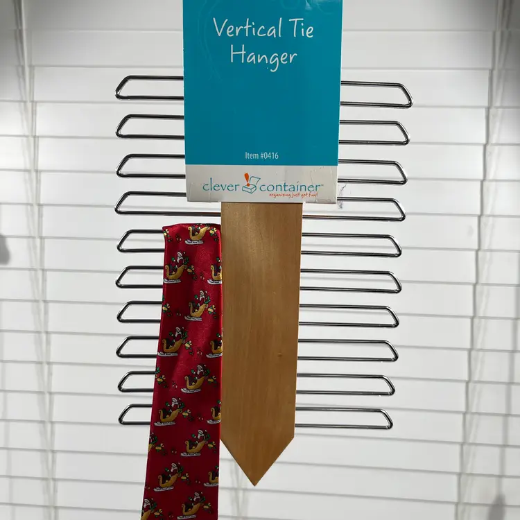 Vertical Tie Hanger Organizer Holds 20 Ties Wooden Necktie Rack Men Space Saver