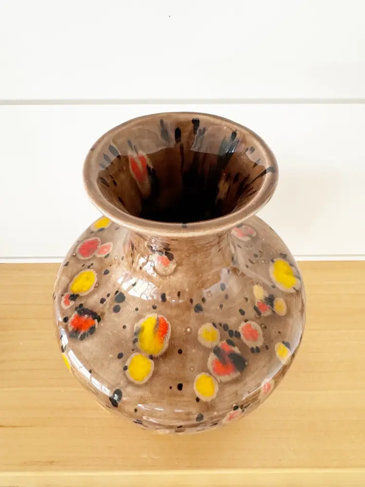 Vintage (1979) Splatter / Speckled Glazed Hobbyist Vase