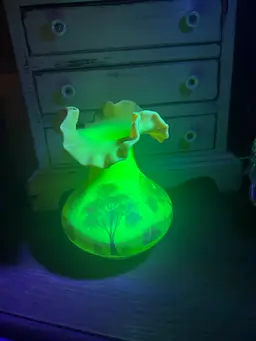 Fenton Burmese Vase-Handpainted and Signed