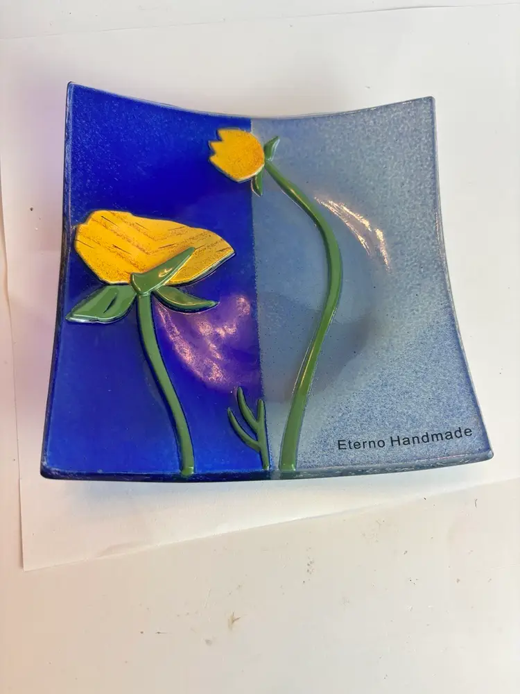 Eterno Handmade Floral Fused Glass Dishes