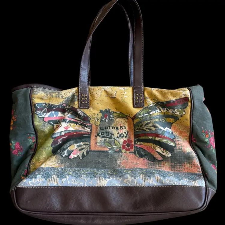 Kelly Rae Roberts Unleash Your Joy Tote Bag Colorful Boho Floral  Inspirational