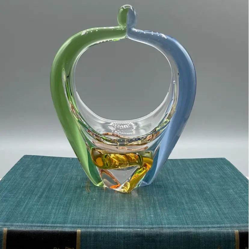 MCM Mstišov "Rhapsody" Art Glass Basket by František Zemek 5.5”