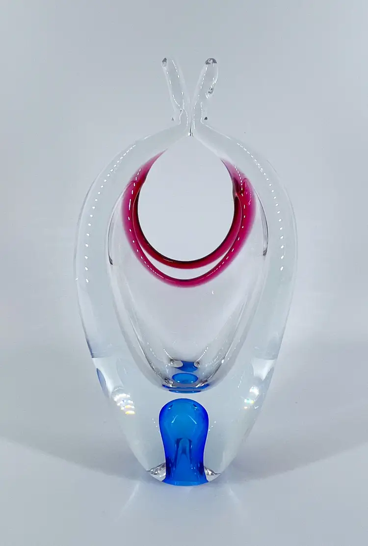 Josef Hospodka Chribska Czech Republic Art Glass Basket Vase