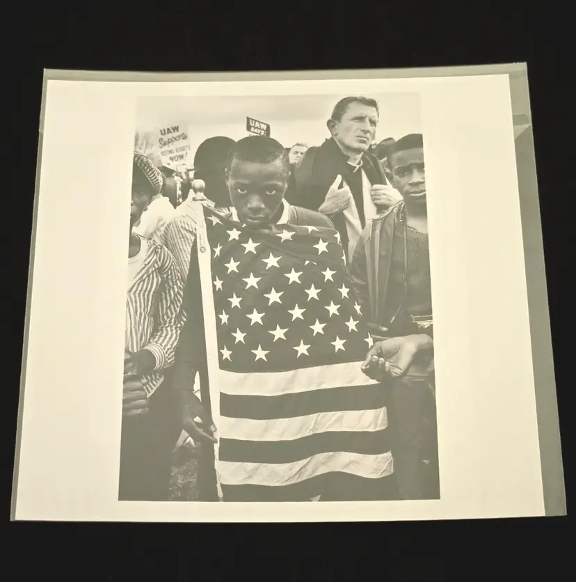 Bruce Davidson Magnum Signed Square Print 6"x6" Protest March Alabama 1965 B&W