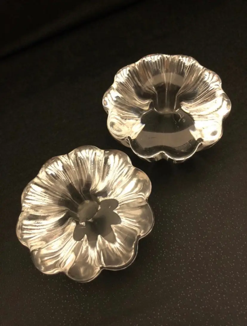 Vintage Set of 2 Orrefors Sweden Flower Candle Holders Signed