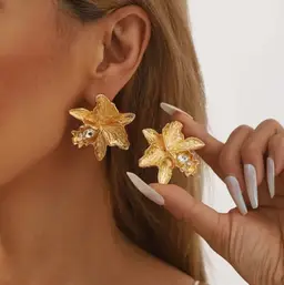 ORCHID BLOOM ZIRCONIA STATEMENT EARRINGS – GOLD OR SILVER