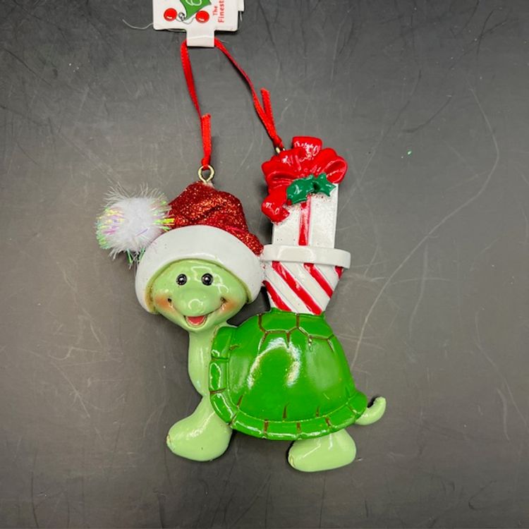 Green Turtle Ornament 3" tall w/Santa Hat- Kurt S. Adler New w/Tags