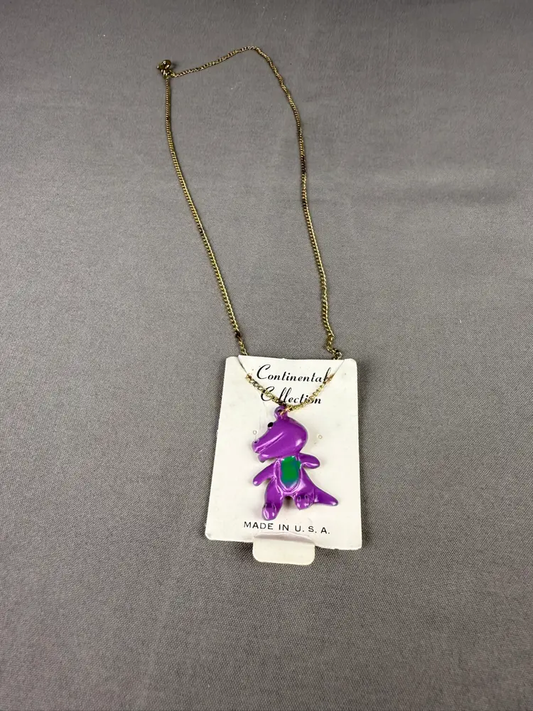 Vintage 90’s Barney The Purple Dinosaur Necklace/Bracelet Charm Made In USA