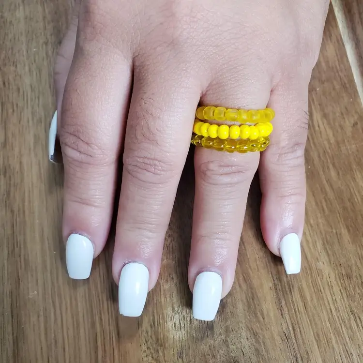 Seed Bead Flexible Ring Set Lemonade