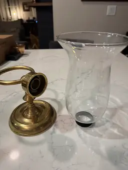 #01 Vintage Brass Candle Sconce With Glass Hurricane #3