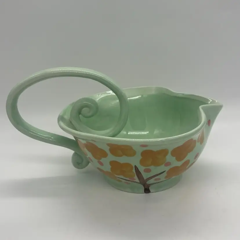 Vintage Magenta Mint Green Accent Piece Planter Basket Gravy Boat Creamer Kitchen Dining Whimsical Decor