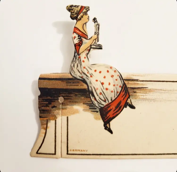 Antique German Valentine Paper Place Card Pair