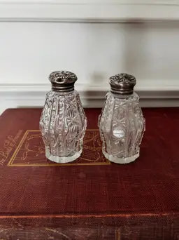 Cut Glass and Sterling Silver Salt & Pepper Shakers