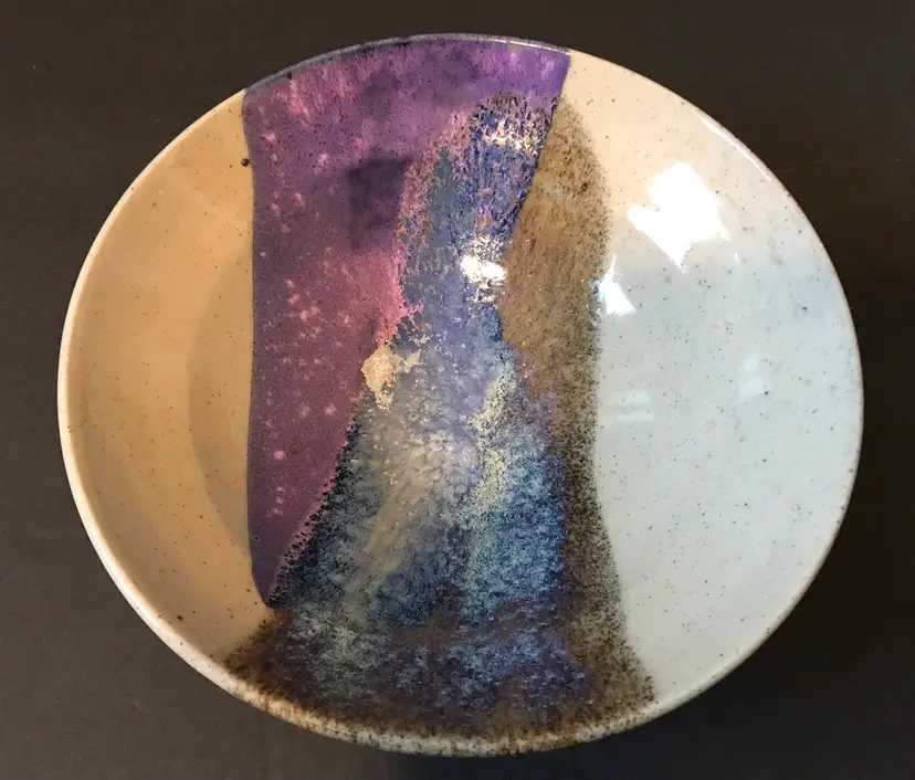 Beautifully Glazed Artisan Signed Pottery Bowl 8”