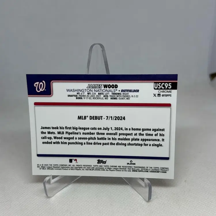 2025 Topps Chrome Update Series - James Wood Rookie Debut #USC95 RC Nationals