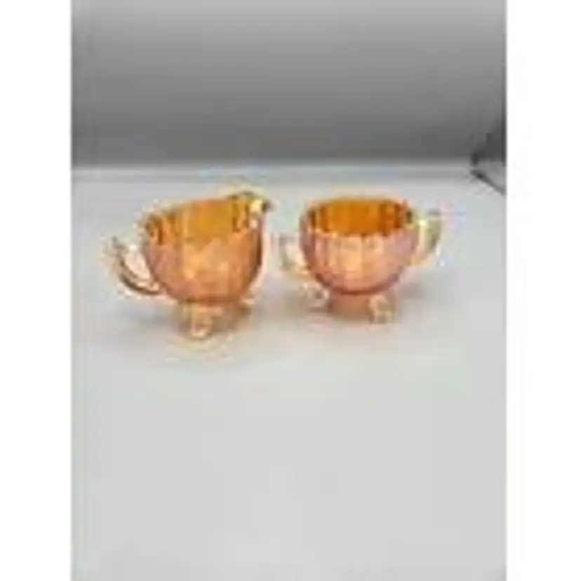 Vintage Carnival glass Creamer and Sugar Bowl Set