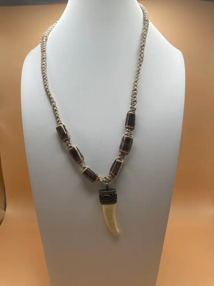 Ceramic Tooth Hemp Necklace