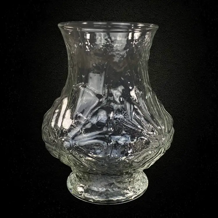 Anchor Hocking Rainflower Clear Vase Unique 1980 Home Decor Grandmacore Textured