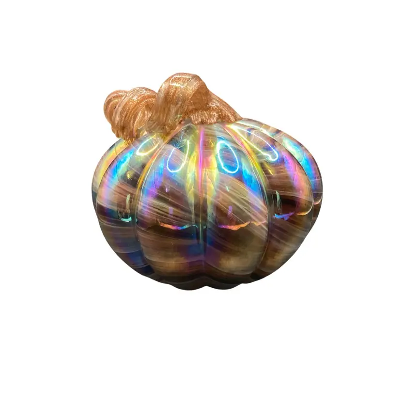 Mikasa Iridescent Glass Pumpkin 6”x5.25”