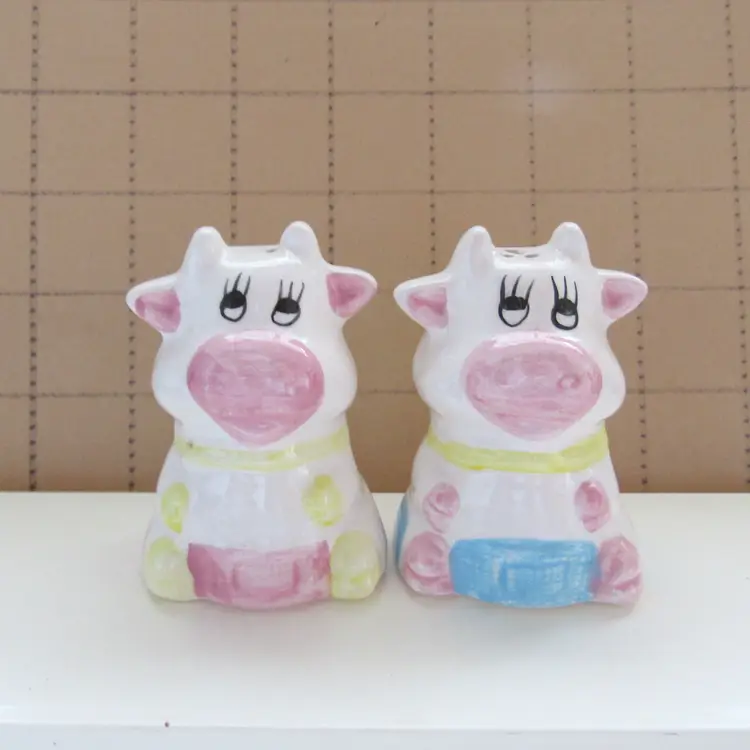 White Cows in Shorts Salt and Pepper Shaker Set