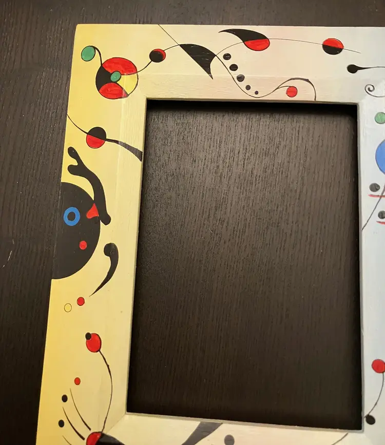 Handpainted Contemporary Wooden Colorful Frame Unsigned