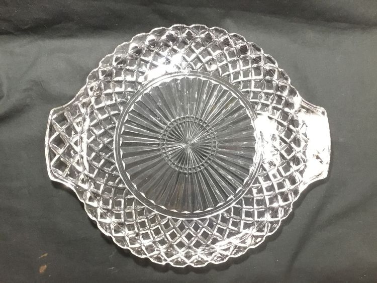 Depression glass serving tray, Anchor Hocking, waffle pattern, platter, dish