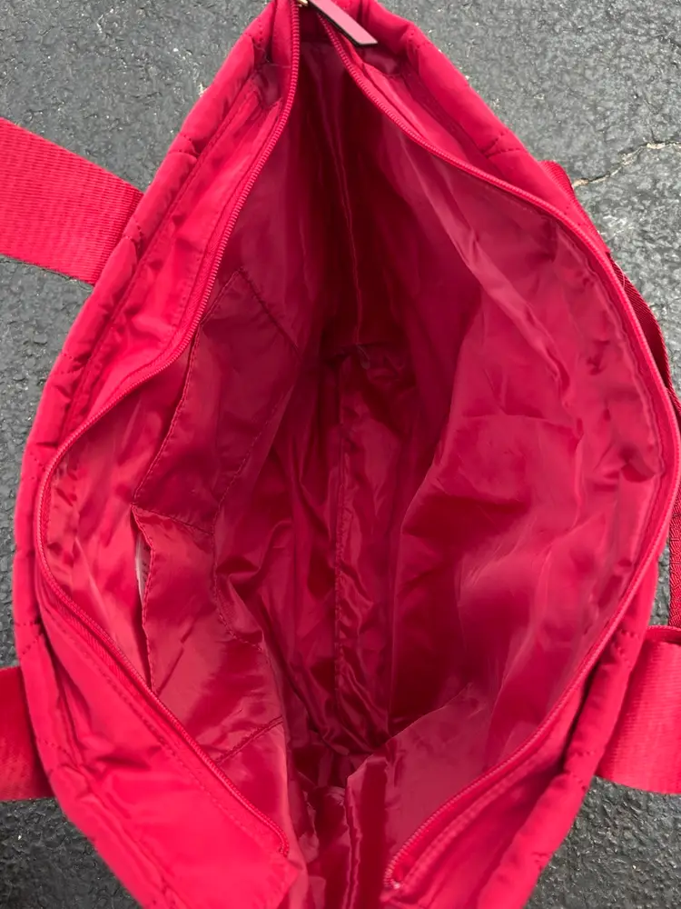 Victoria Secret Red Quilted Hearts Puffer Tote Bag Weekend Weekender Valentines Day