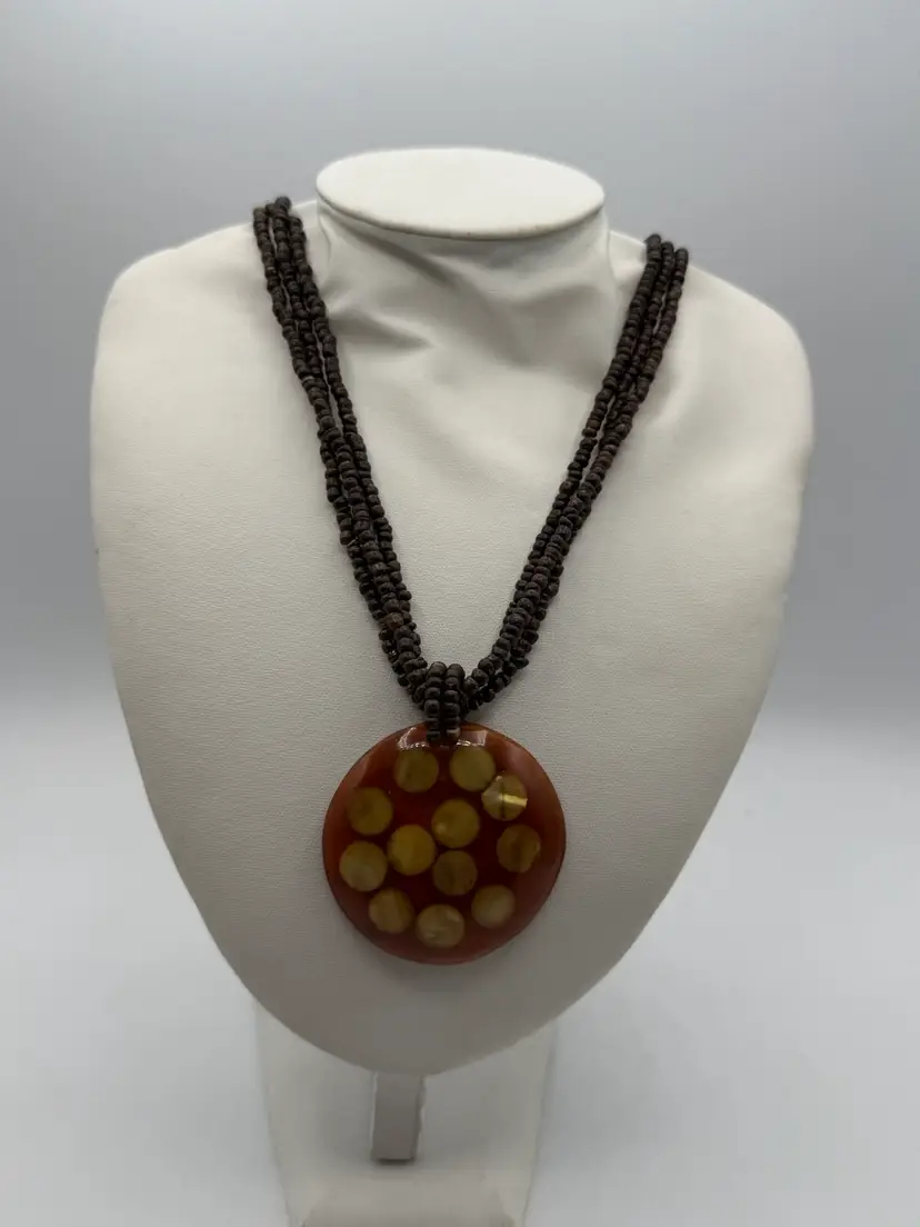Lucite Round Medallion Necklace