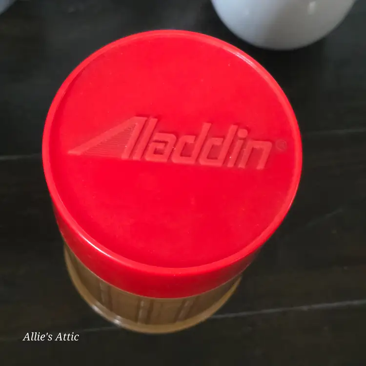 Aladdin Orange Plaid Vintage Vacuum Coffee Soup Travel Thermos Bottle Mug Pt. 8"