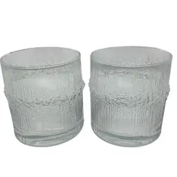 Iittala Niva Double Old Fashion Glasses Icicle MCM Finland 12 oz Glass Set Of 2