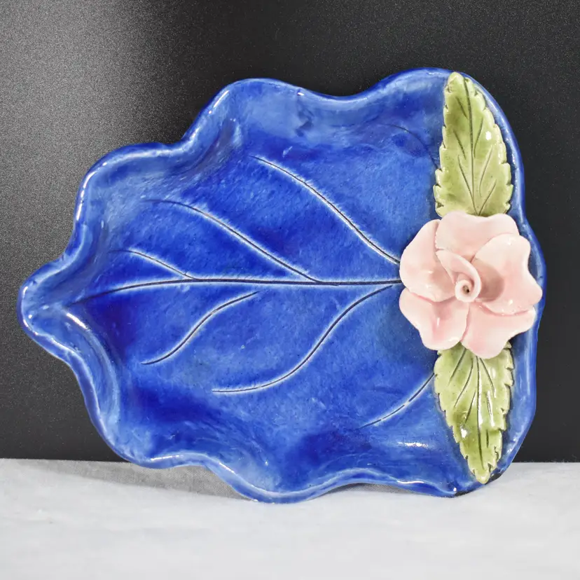 Leaf Shape Trinket Tray Blue