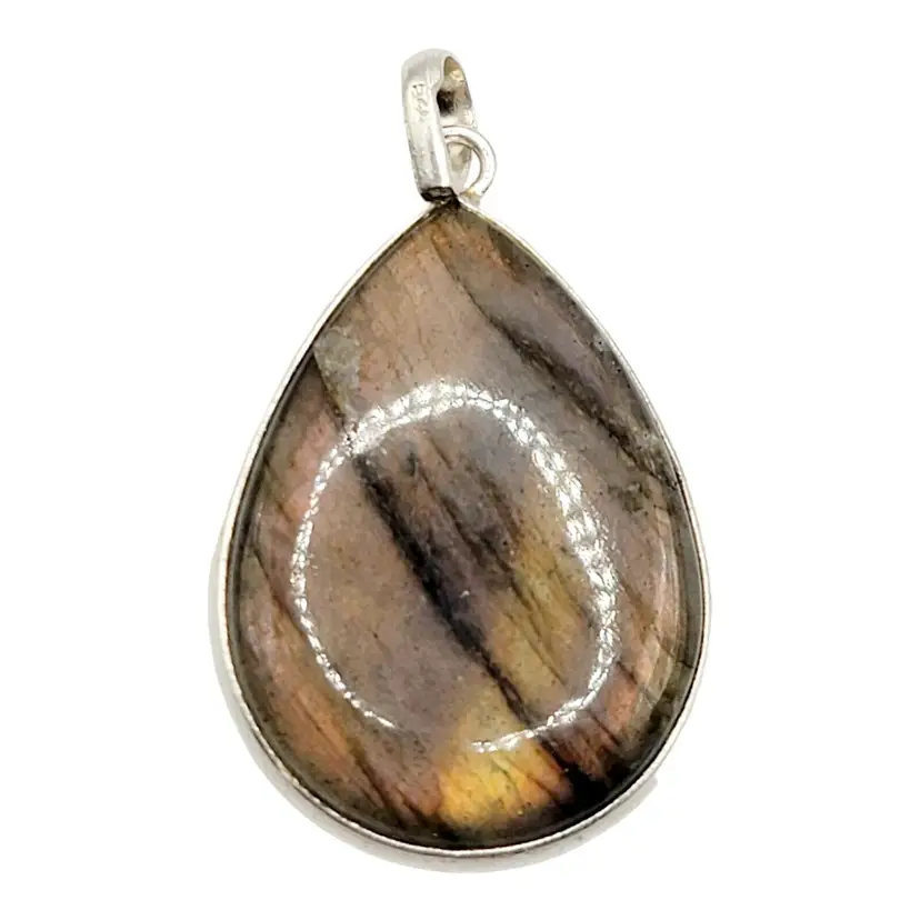 Labradorite Gemstone 925 Sterling Silver Jewelry Pendant 1.75" 9.58 grams