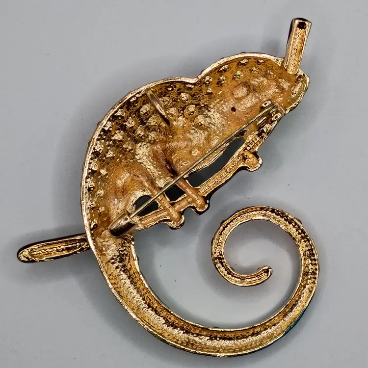 Multicolor Chameleon Brooch Pendant Colorful Rhinestone Statement Jewelry (Inv - #01)