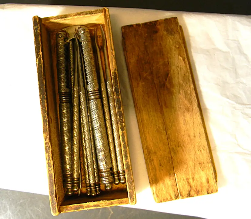 Vintage Nut Cracker & 7 Pick Set   8 pieces total