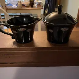 Sasaki Cornflowers Black Cream and Sugar w/Lid *Mint*