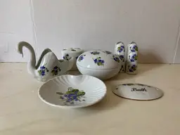 WEST Germany Barvarian Porcelain Bath Set Violets
