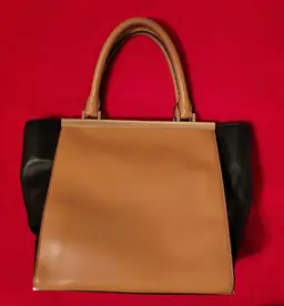 Michael Kors Medium Lana Suntan/Black Colorblock Leather Handbag Purse