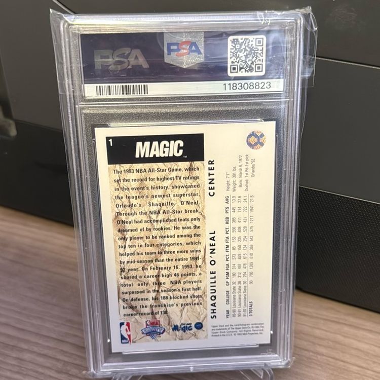 Shaquille O’Neal 1992 Upper Deck Draft Card No. 1 PSA 8