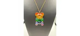 Betsey Johnson Rainbow Gummy Bear Slide Necklace
